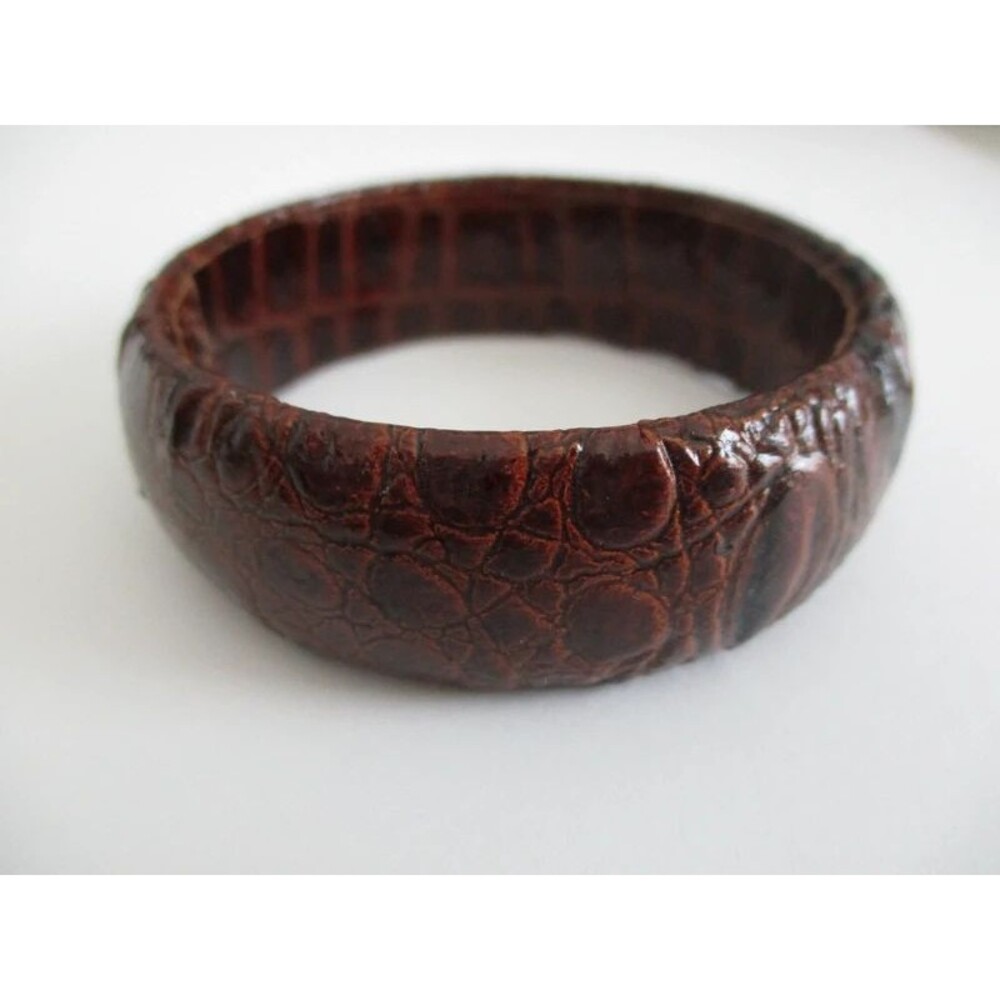 Vintage faux brown croc bangle bracelet